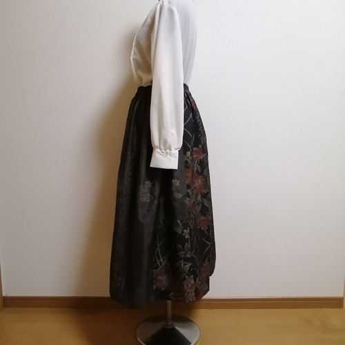 SOLD お値下げ中 着物リメイク ギャザースカート 大島紬 フレア