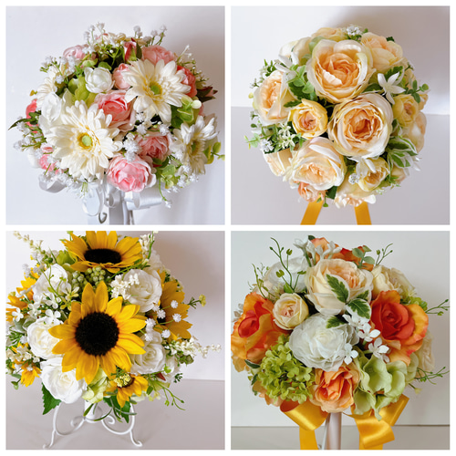 リースブーケ＊ブルー系ダリアとマム ブルーグラデーション