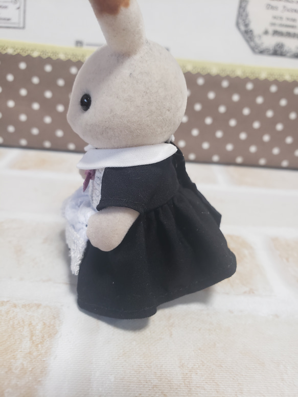 ハンドメイド　シルバニアファミリー　大人　メイド　黒制服　ワンピース 3枚目の画像