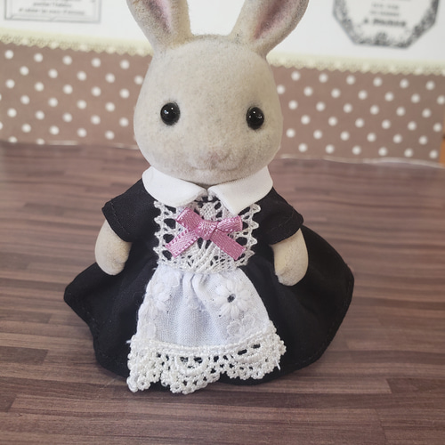 ハンドメイド シルバニアファミリー 大人 メイド 黒制服 ワンピース