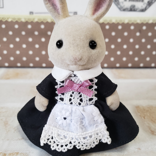 ♡*e様 ハンドメイド作家 dadda ルルミィワンピース ブラック ハンドメイド シルバニアファミリー 大人 メイド 黒制服