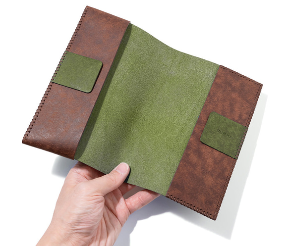 書套（新書尺寸）[橄欖色]/書套[OLIVE]筆記本封面皮革 第9張的照片
