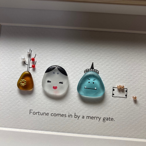 シーグラスアート『 節分.。.:*☆～幸せいっぱい～』