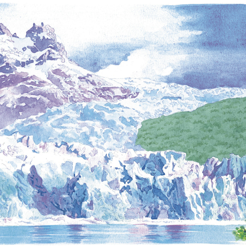 水彩で描く風景画『アルゼンチン ロスグラシアレス国立公園 水彩で描く風景画『アルゼンチン ロスグラシアレス国立公園