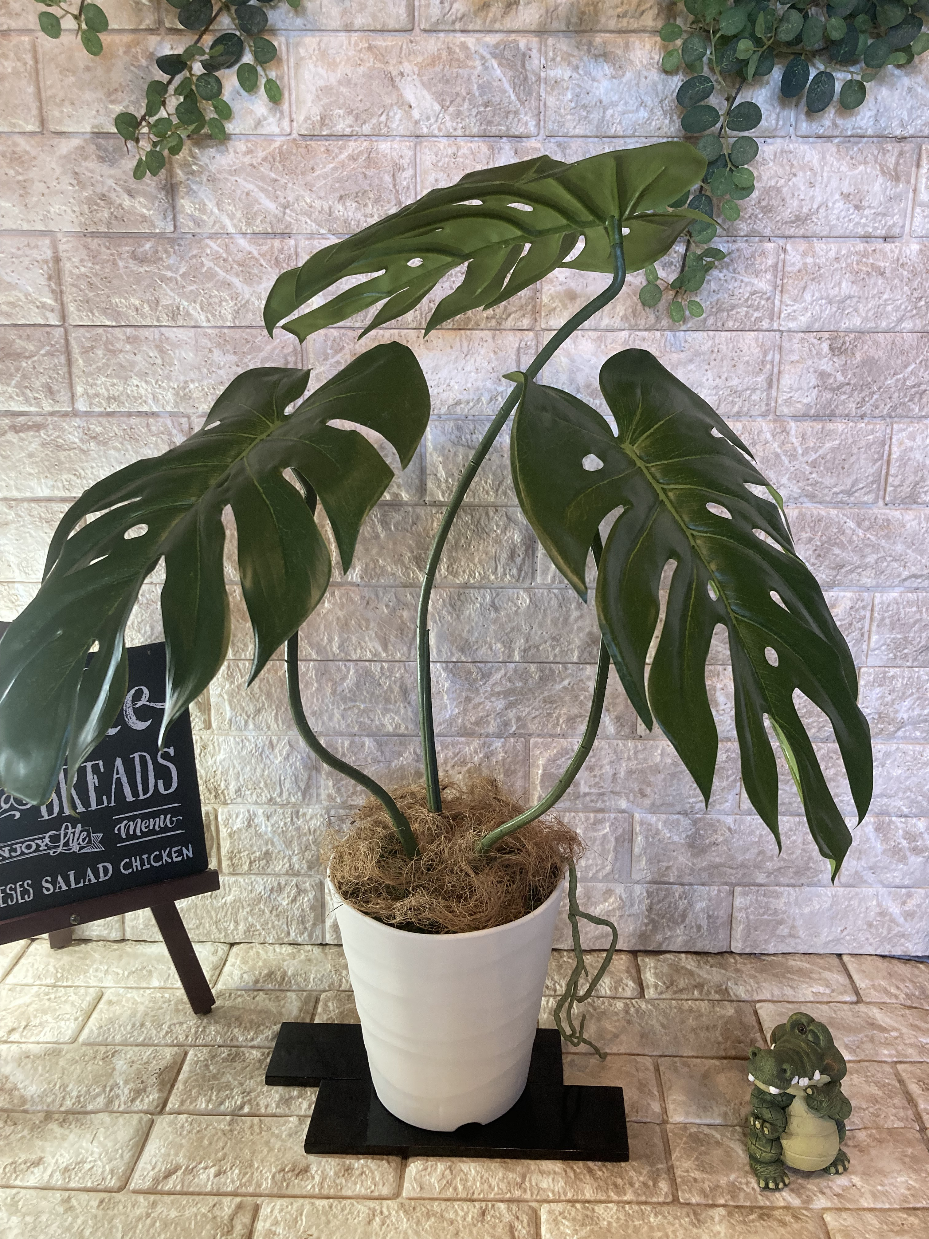 光触媒　人工観葉植物　ウォールグリーン　フェイク　フラワー　ハンドメイド　モンステラＭ