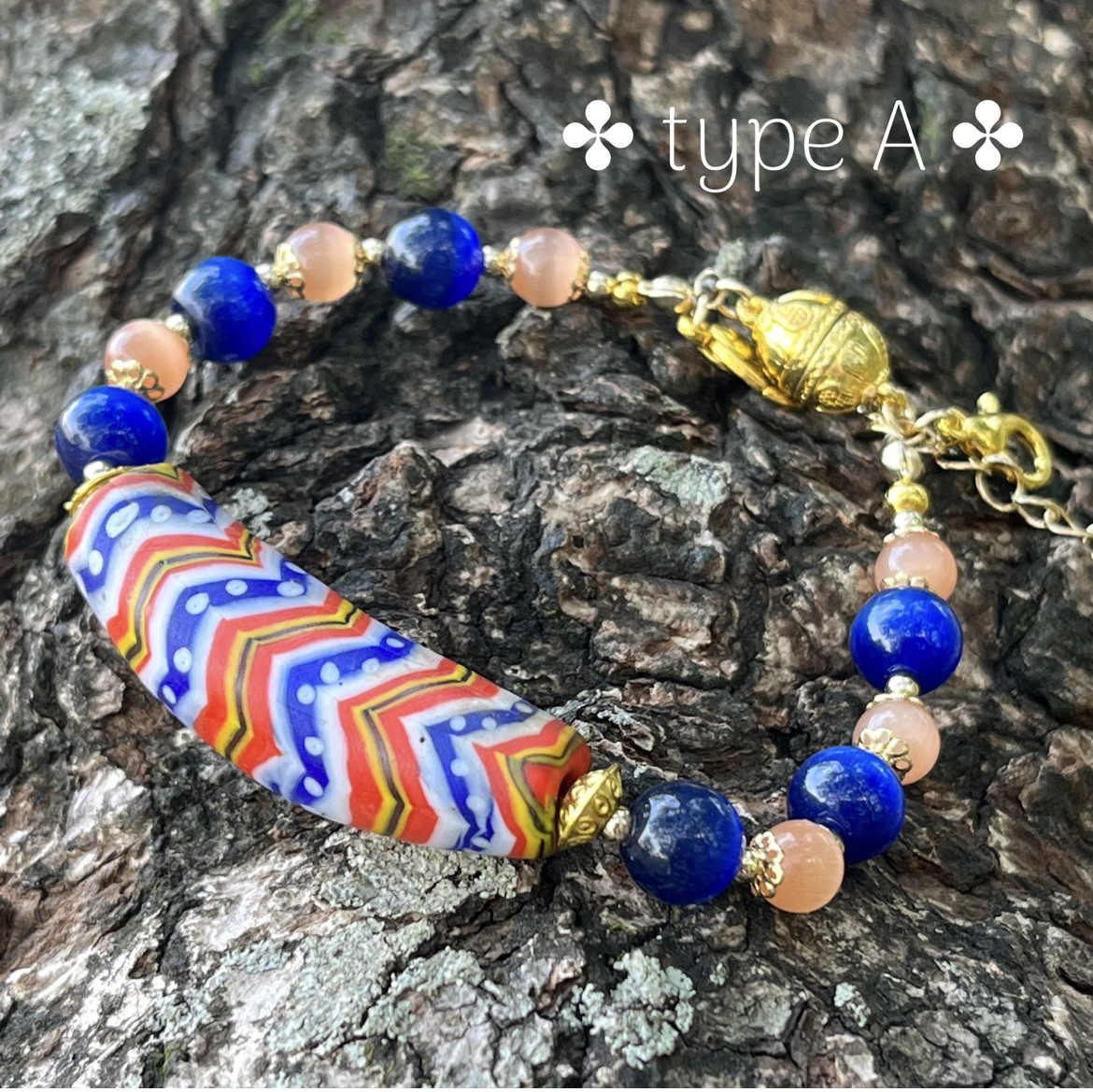 【2way】エキゾチックなキッファと天然石の羽織紐/ブレスレット✤専用BOX付き