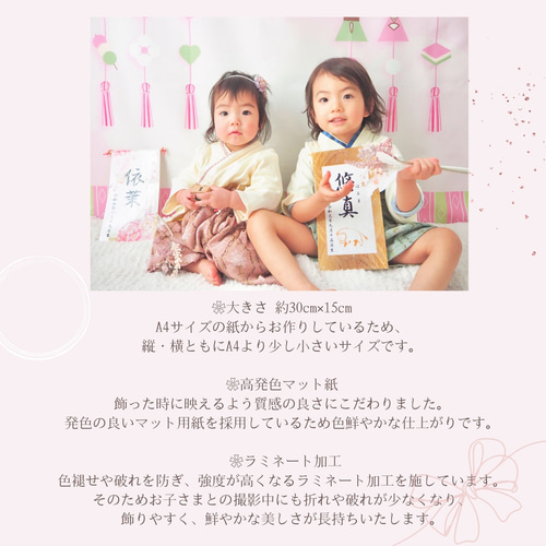 令和6年ひな祭り❀名前旗風タペストリー(紙製名前旗)出産祝い 令和6年ひな祭り❀名前旗風タペストリー(紙製名前旗)出産祝い