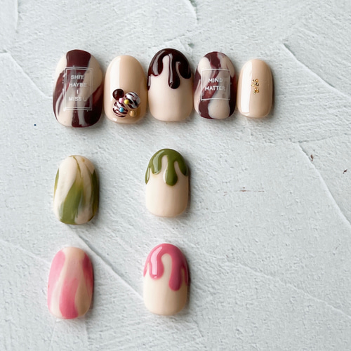 チョコ。 ネイルチップ No.21 オーダーサイズネイルチップ チョコミント ネイルチップ（つけ爪