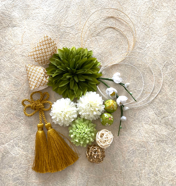 214.節分飾り グリーン 和飾り フラワーリース 214.節分飾り グリーン