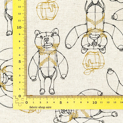 キャンバス生地【50×110cm】+HAyU fabric ハユ Bear柄 ワイヤーアート 布 くま りんご 9枚目の画像