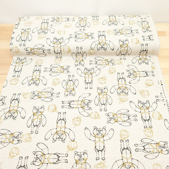 キャンバス生地【50×110cm】+HAyU fabric ハユ Bear柄 ワイヤーアート 布 くま りんご 7枚目の画像