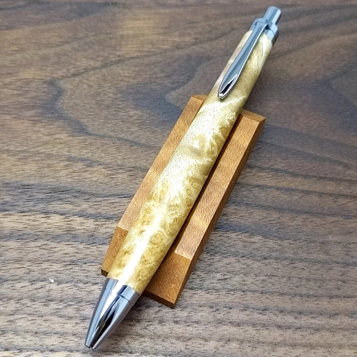 花梨瘤挟みマーブルウッド】ハンドメイドボールペン