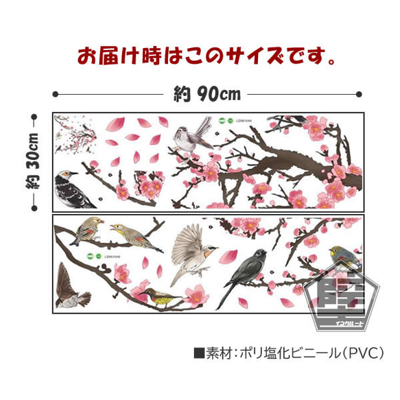 373 壁ステッカー ウォールステッカー 梅 春 小鳥 新年 木と鳥 梅の花 木 ツリー 百舌鳥 ひよどり 雲雀 5枚目の画像