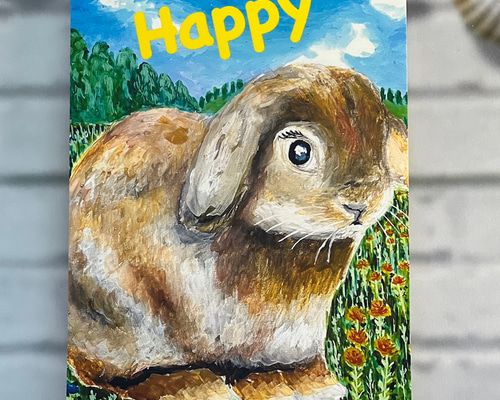 激レア　beco+81 ポストカード　8種　しりみみうさぎ　アートカード　複製画 うさぎのポストカード 天気良し！草原楽しい！ 同柄ポストカード