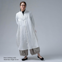 [wafu] 亞麻連身裙，驚艷 psam 繭型連身裙，超高密度亞麻/白色 a082b-white1 第1張的照片