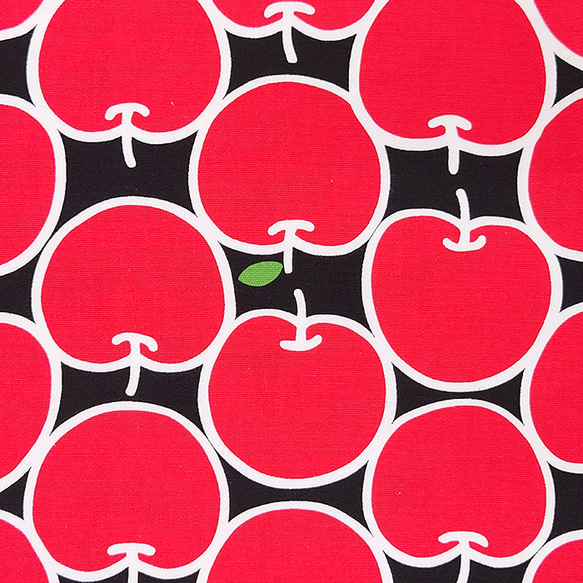 オックス生地【50×110cm】りんご リンゴ 赤い大きなりんご 鮮やか 生地 布 2枚目の画像