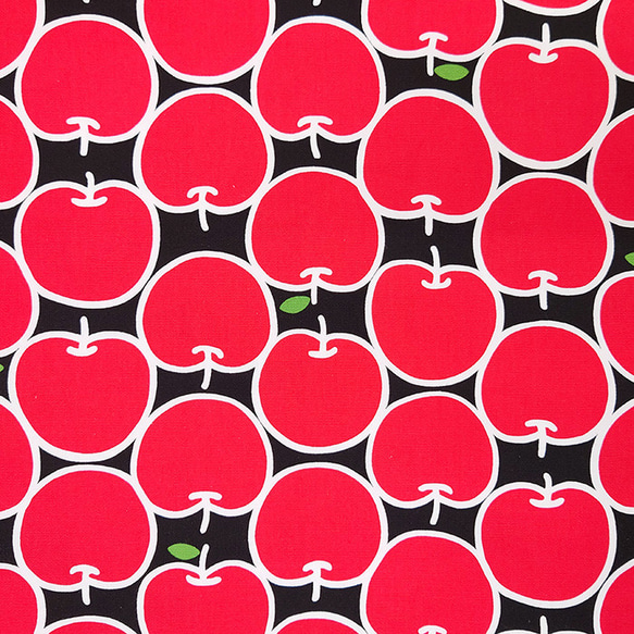 オックス生地【50×110cm】りんご リンゴ 赤い大きなりんご 鮮やか 生地 布 3枚目の画像