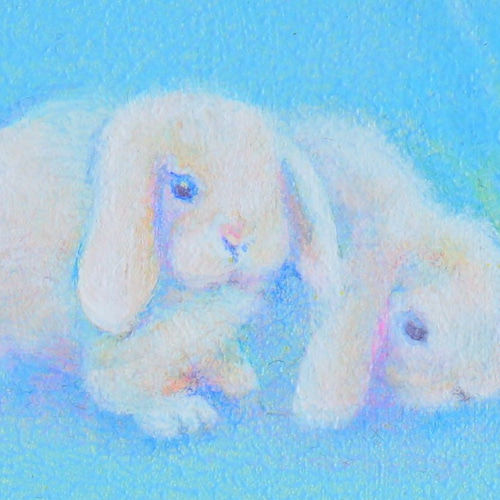 空と花と寄り添ううさぎ*キャンバス油絵【複製画】*ホーラン 空と花と寄り添ううさぎ*キャンバス油絵【複製画】*ホーラン