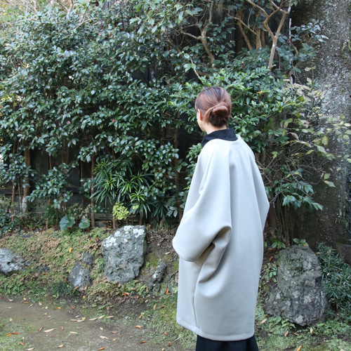 圧縮ウールのドルマンスリーブコート （黒）（紺）（グレージユ