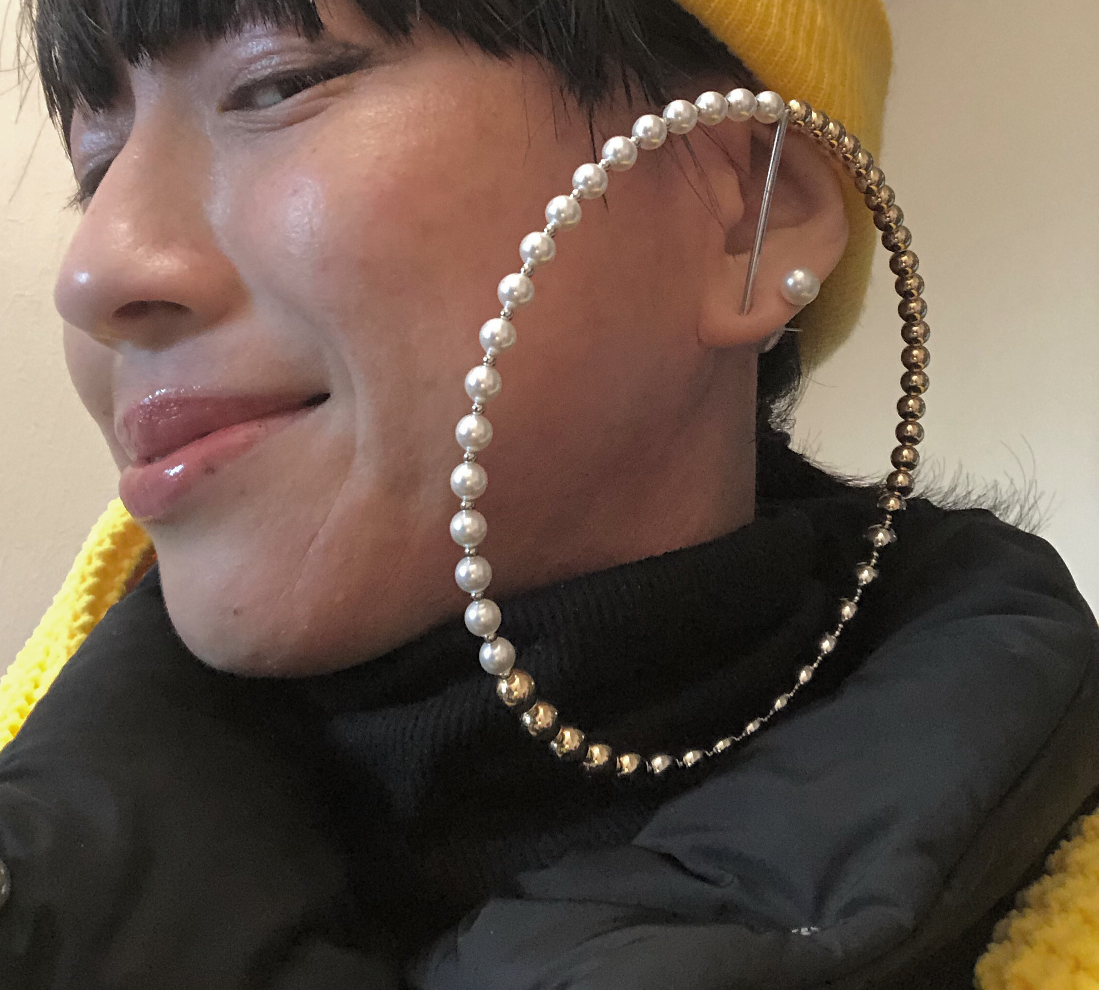 受注生産【極軽量巨大片耳ピアス/イヤリング】奇跡のフラフープL