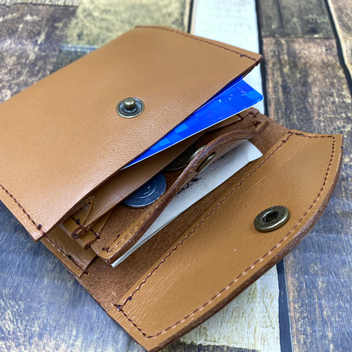 姫路レザー】財布 キャメル カード入れ ホック 革 本革 その他ミニ財布