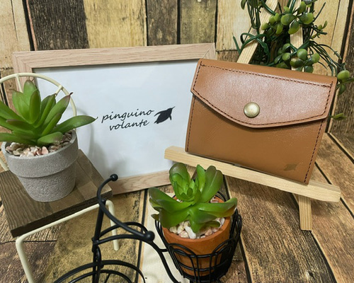 姫路レザー】財布 キャメル カード入れ ホック 革 本革 その他ミニ財布