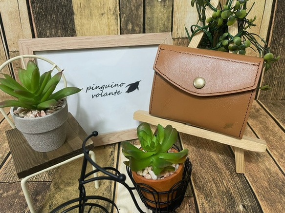 姫路レザー】財布 キャメル カード入れ ホック 革 本革 その他ミニ財布