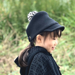 羊毛帽兒童【黑色】冬帽 第1張的照片