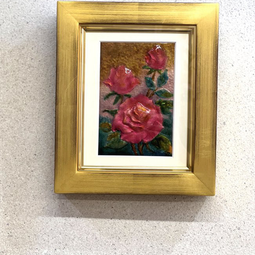 七宝焼絵画 薔薇(バラ)