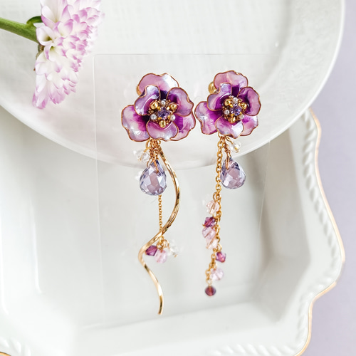 anemone 紫・アネモネ ・雫・ツイストスティック・ピアス（サージカル 
