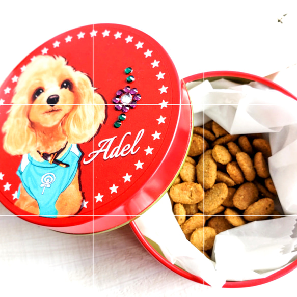 お客様専用カート/オーダーメイドお散歩グッズ　世界で１つ　犬のおやつ缶　手書き 3枚目の画像