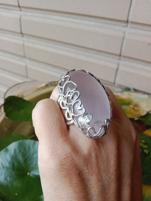 粉晶手工銀戒 純銀戒指~ 「心輪」Rose Quartz Silver Ring 第7張的照片