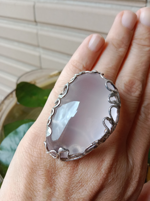 粉晶手工銀戒 純銀戒指~ 「心輪」Rose Quartz Silver Ring 第9張的照片