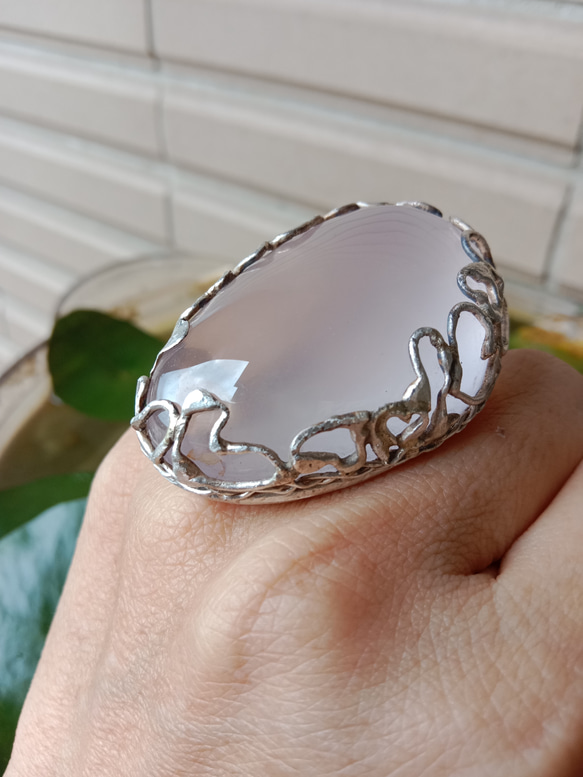 粉晶手工銀戒 純銀戒指~ 「心輪」Rose Quartz Silver Ring 第6張的照片