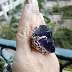 螢石金字塔原礦手工銀戒純銀戒指~ 「堡壘」~ Fluorite Mineral Silver Ring 第11張的照片