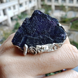 螢石金字塔原礦手工銀戒純銀戒指~ 「堡壘」~ Fluorite Mineral Silver Ring 第2張的照片