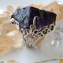 螢石金字塔原礦手工銀戒純銀戒指~ 「堡壘」~ Fluorite Mineral Silver Ring 第3張的照片