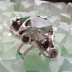 螢石八面體原礦手工銀戒純銀戒指~ 「Follow Your Heart」~ Fluorite Silver Ring 第3張的照片