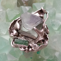 螢石八面體原礦手工銀戒純銀戒指~ 「Follow Your Heart」~ Fluorite Silver Ring 第7張的照片