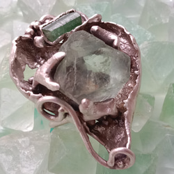 螢石八面體原礦手工銀戒純銀戒指~ 「Follow Your Heart」~ Fluorite Silver Ring 第1張的照片