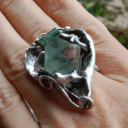 螢石八面體原礦手工銀戒純銀戒指~ 「Follow Your Heart」~ Fluorite Silver Ring 第17張的照片