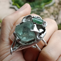 螢石八面體原礦手工銀戒純銀戒指~ 「Follow Your Heart」~ Fluorite Silver Ring 第12張的照片