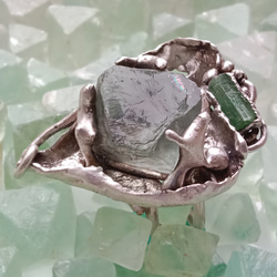 螢石八面體原礦手工銀戒純銀戒指~ 「Follow Your Heart」~ Fluorite Silver Ring 第5張的照片