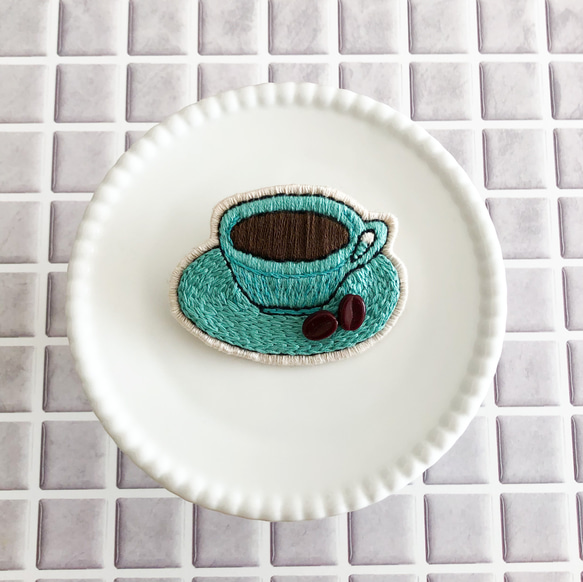 コーヒーカップ　刺繍ブローチ　２種 3枚目の画像