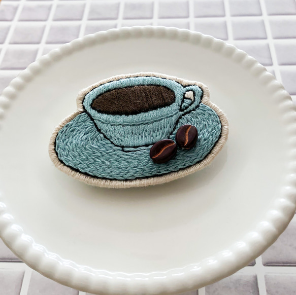 コーヒーカップ　刺繍ブローチ　２種 11枚目の画像