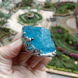 海藍寶原礦手工銀戒 純銀戒指~ 「海水正藍」~ Aquamarine Mineral Silver Ring 第7張的照片