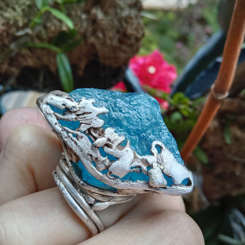 アクアマリン ミネラル ハンドメイド シルバー リング ～「海は
