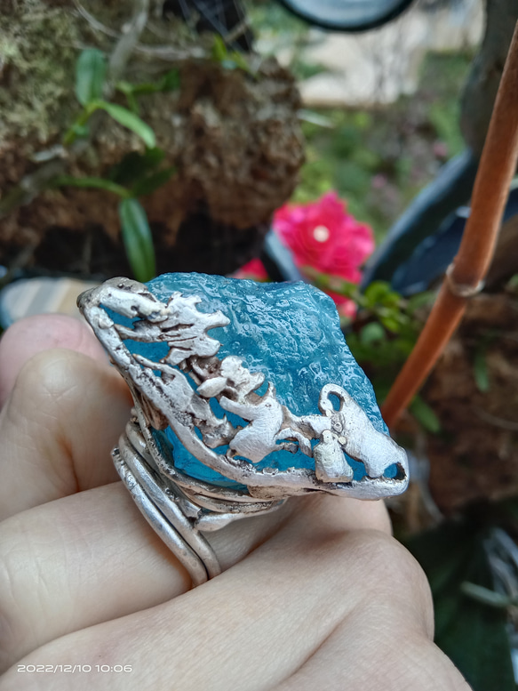 海藍寶原礦手工銀戒 純銀戒指~ 「海水正藍」~ Aquamarine Mineral Silver Ring 第4張的照片