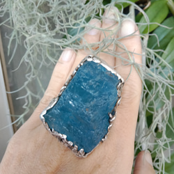 海藍寶原礦手工銀戒 純銀戒指~ 「海水正藍」~ Aquamarine Mineral Silver Ring 第10張的照片