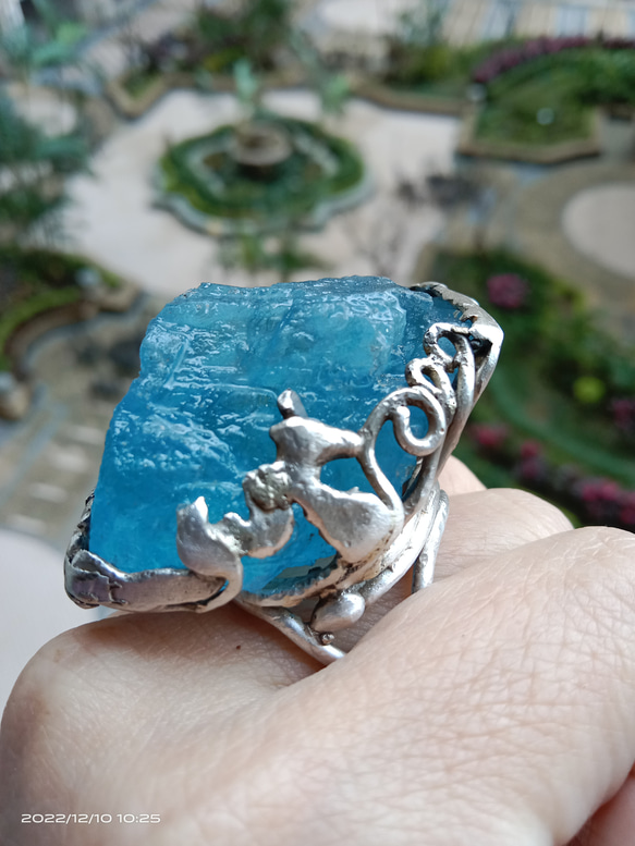 海藍寶原礦手工銀戒 純銀戒指~ 「海水正藍」~ Aquamarine Mineral Silver Ring 第14張的照片